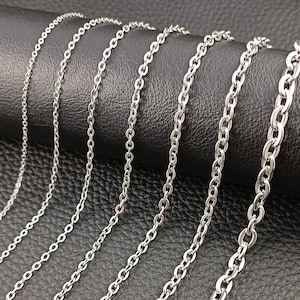 Edelstahl Ankerkette Halskette Größe 1,5-6 mm Silber Herren,Damen Modeschmuck zdjęcie 6