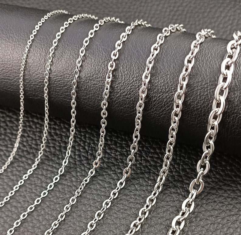 Stainless steel anchor chain necklace size 1.5-6 mm silver men's, women's fashion jewelry image 6