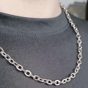Stainless steel anchor chain necklace size 1.5-6 mm silver men's, women's fashion jewelry image 3