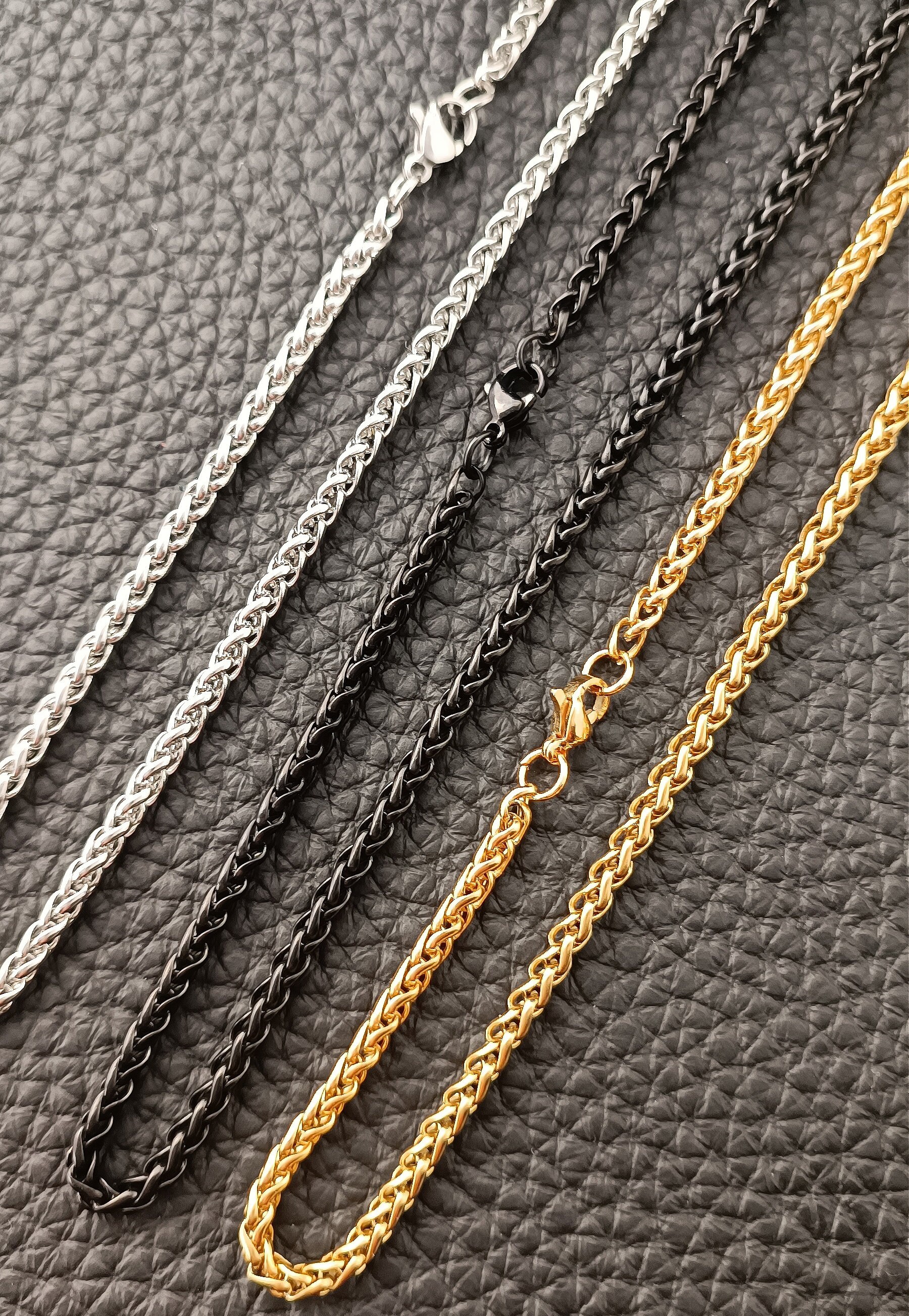 Collar De Cadena Trenzada De Oro 18k Sobre Plata Italiana | Meses Sin