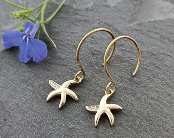 Boucles d’oreilles en acier inoxydable Starfish, Boucles d’oreilles, Starfish 18k Plaqué Or, Cadeau pour femmes