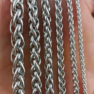 Edelstahl Zopfkette Halskette Massiv 2-7 mm Silber Herren,Damen Modeschmuck Bild 5