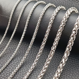 Edelstahl Zopfkette Halskette Massiv 2-7 mm Silber Herren,Damen Modeschmuck zdjęcie 3