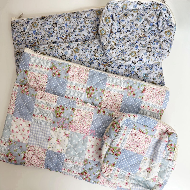Funda personalizada de algodón con estampado floral para portátil – Nombre bordado a medida, compatible con portátiles de hasta 14 pulgadas imagen 4