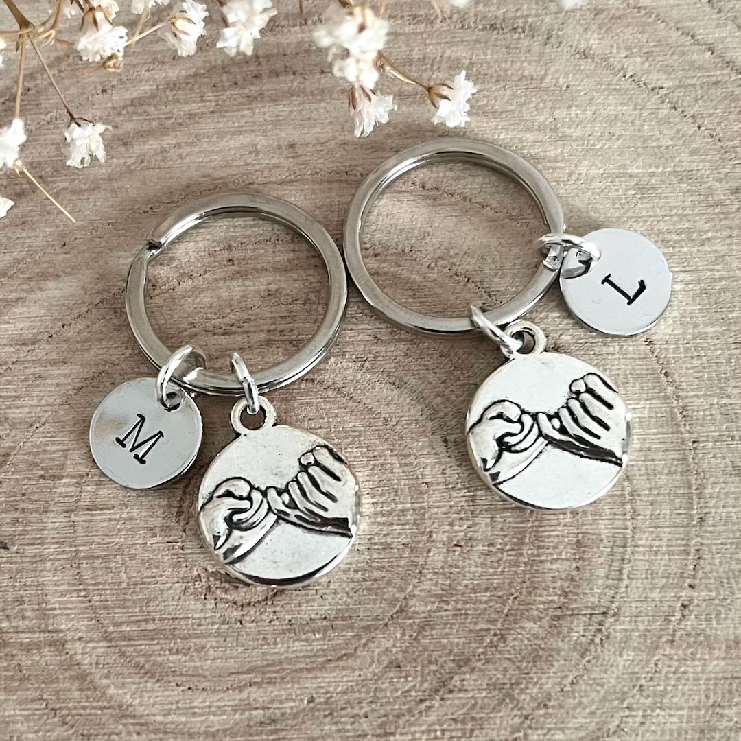 Personalised Pinky Promise Keyrings - Matching Set With Initials ...