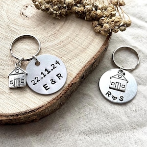 Llaveros de plata personalizados para tu primera vivienda - Regalo de inauguración de una casa nueva - Regalo para mudanza - Juego de llaveros para nuevos propietarios