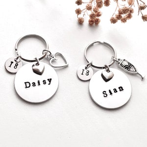 Girls 18th Birthday Keyring with Charm - Happy 18th Birthday Personalised Keepsake Gift for Her