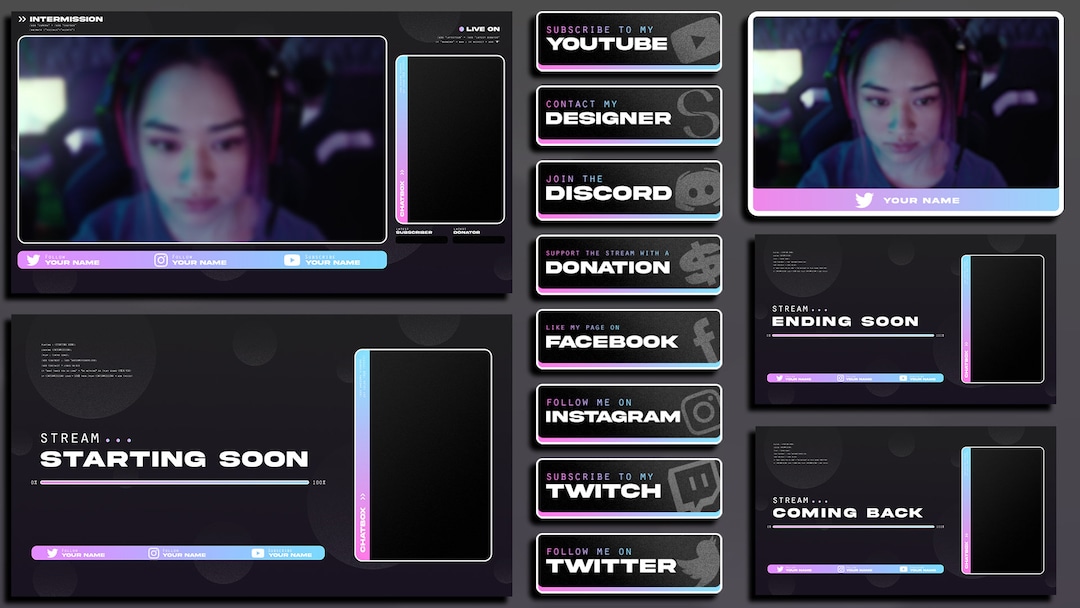 Stream Pack / Animated Stream Package / Overlays / Twitch Assets