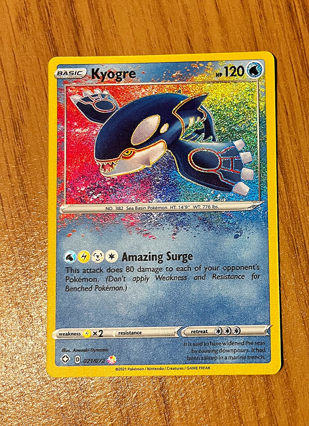 Kyogre Rainbow Rare 021/072 Pokémon Card Etsy