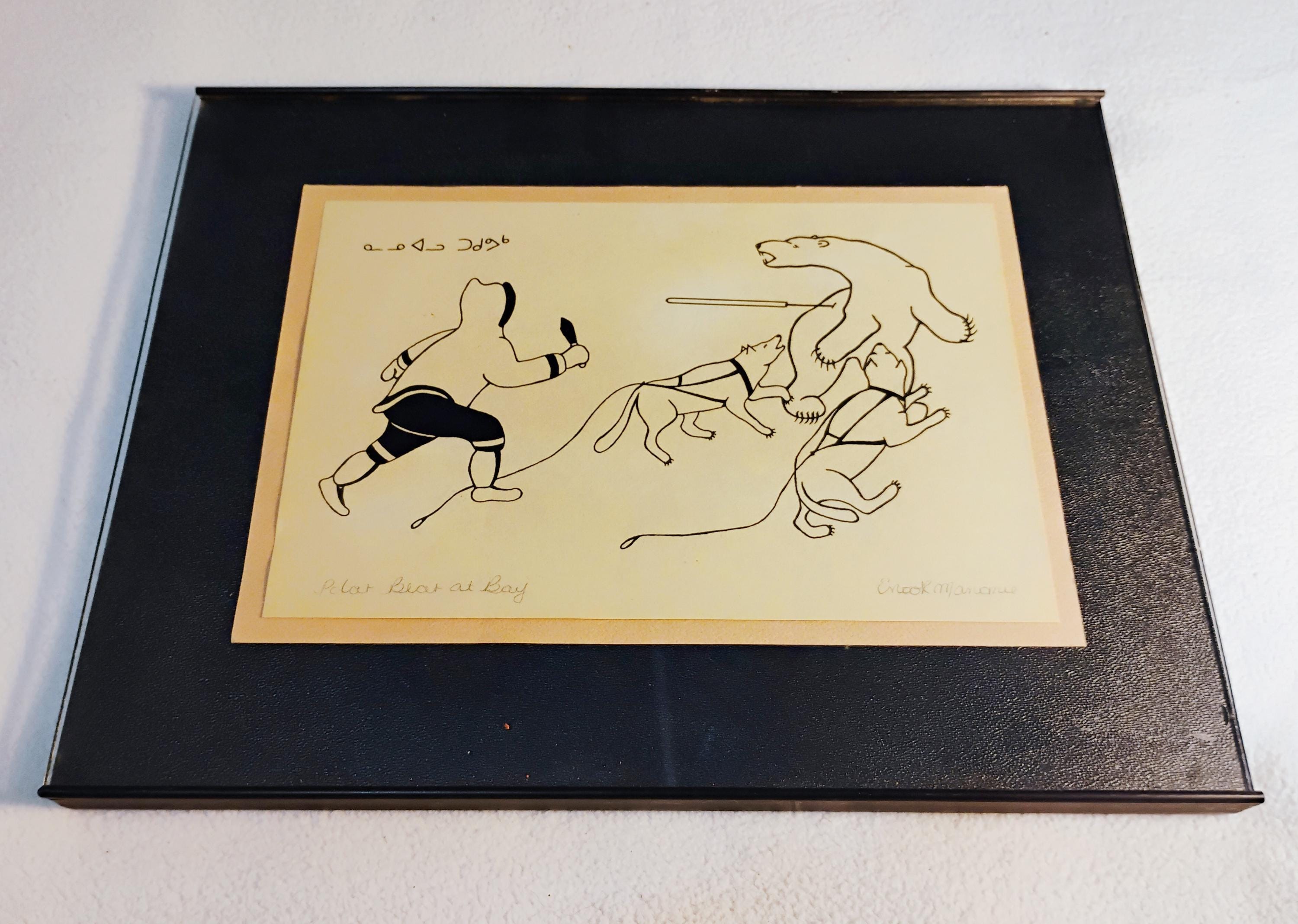 【アート】Enook Manomie&Jackson Beardy&Norval Inuit Art Polar Bear at Bay, Enook Manomie, Hand Signed and Titled