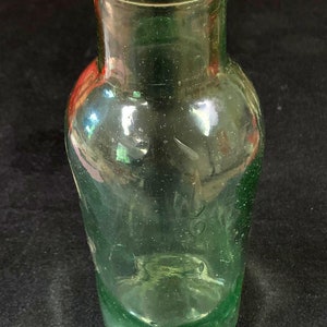 Antique Light Green German Apothecary Druggists Bottle with Hakenkreuz cross at bottom - Rare find