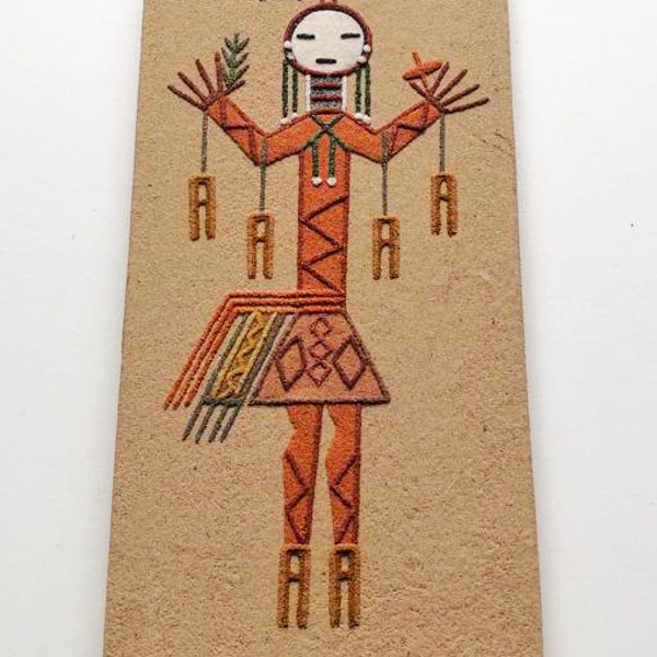 Rose Eldridge Navajo Sand Painting Art "Yei" Hand signed by Eldridge at back