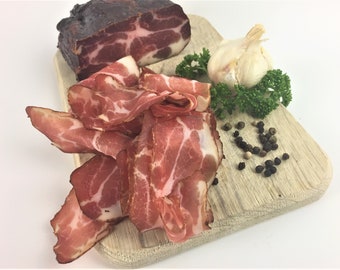 1 kg garlic bacon smoked over beech wood | 3 pieces | BASIC PRICE 24.00 euros / kg