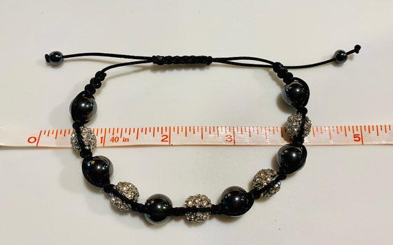 Black Corded Macrame Bracelet with Alternating Ro… - image 4