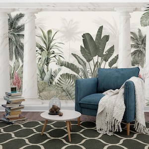 Hellenistic Columns Wallpaper: Forest Landscape Wall Mural