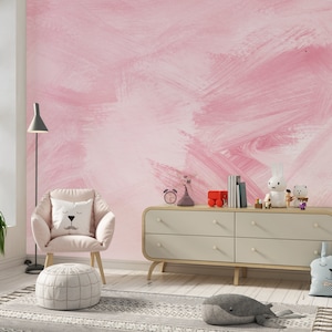 Abstract Brush Effect Wallpaper Mural: Removable Watercolor Wallcovering