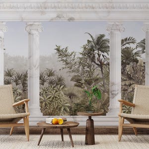 Carta da parati con colonne greche antiche, carta da parati con colonne romane antiche, carta da parati con colonne ioniche, carta da parati tropicale dettagliata di dimensioni personalizzate