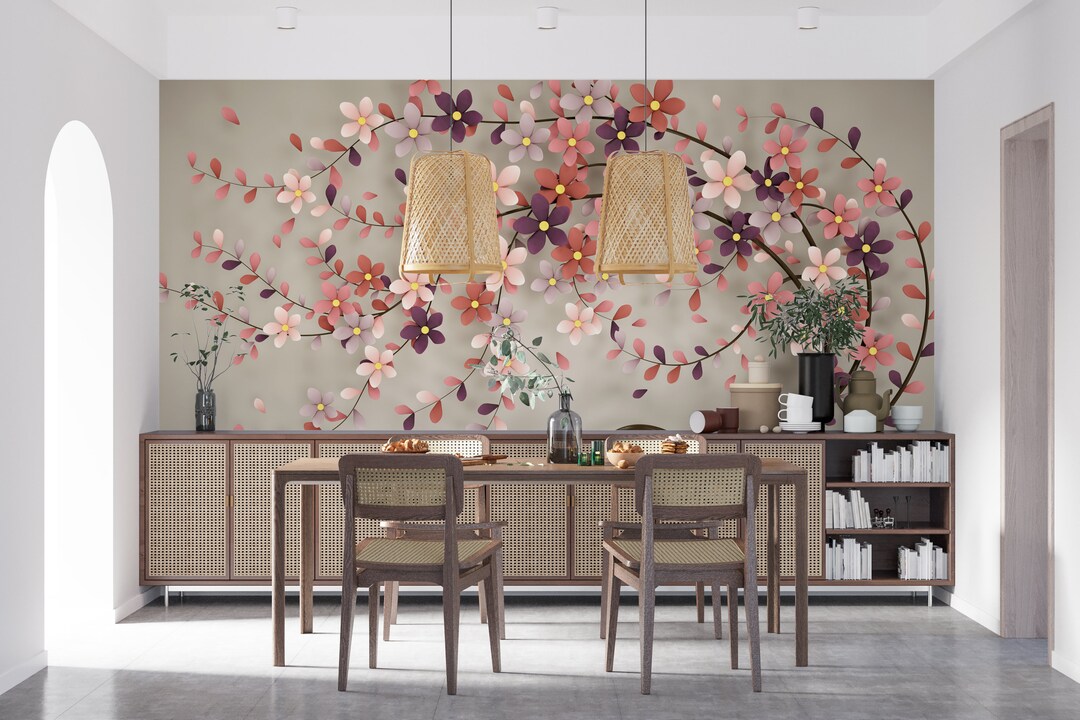 Cherry Blossom Tree Wallpaper Mural: Removable Floral Wall Art - Etsy