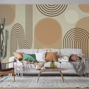 Mid Century Modern Arch Wallpaper: Abstract Geometric Wall Mural