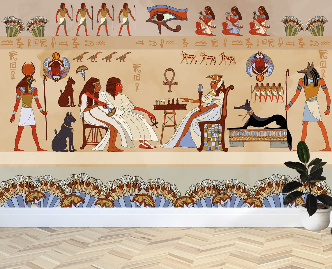 Ancient Egypt Mural. Anubis, Ra Wallpaper. Eye of Horus Wall Mural ...
