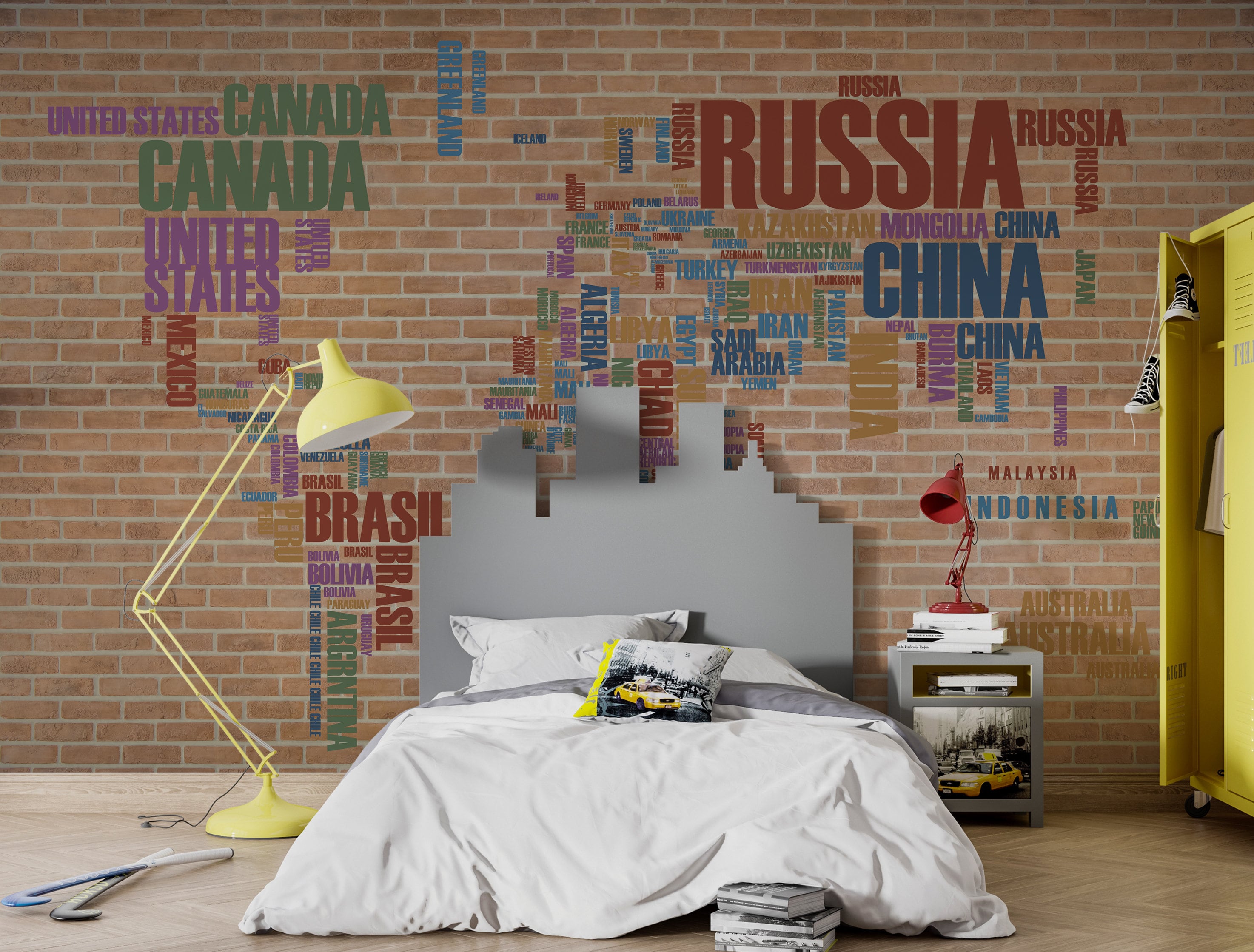 Vintage World Map Wallpaper Home Office Wall Decor Custom Size Etsy