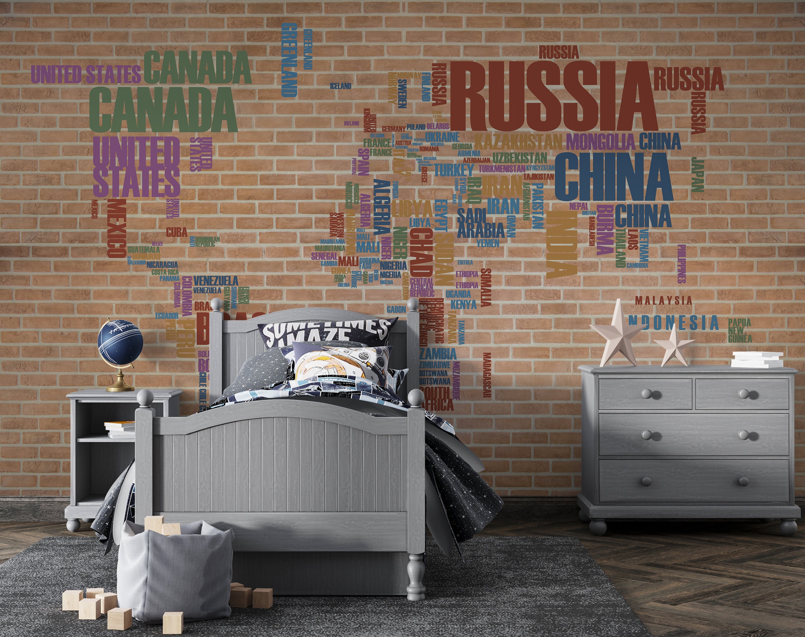 Vintage World Map Wallpaper Home Office Wall Decor Custom Size Etsy