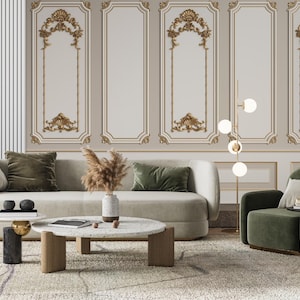 Baroque 3D Effect Wallpaper Mural: Easy Removable Wallcovering