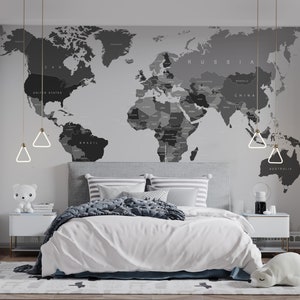 Behang wereldkaart Eenvoudig te verwijderen behang Muurschildering kantoor NYC Stijlvolle kaartmuur Modern behang Aanpasbaar kaartbehang