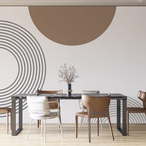 Carta da parati moderna di metà secolo, design retrò boho, personalizzabile, murale per soggiorno, carta da parati personalizzabile e facilmente rimovibile