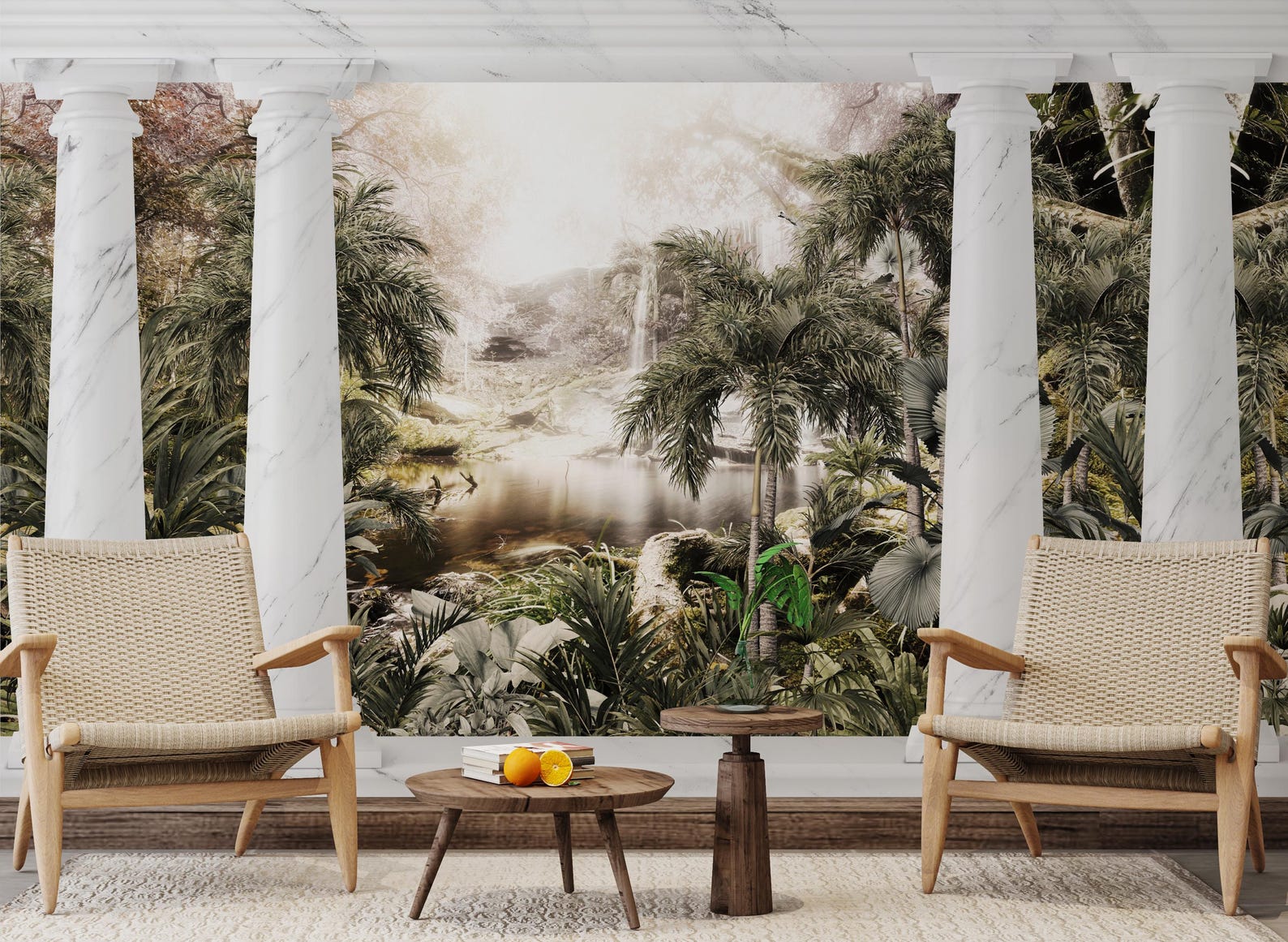 Ancient Roman Garden Wallpaper Mural: Botanical Forest, Columns - Etsy