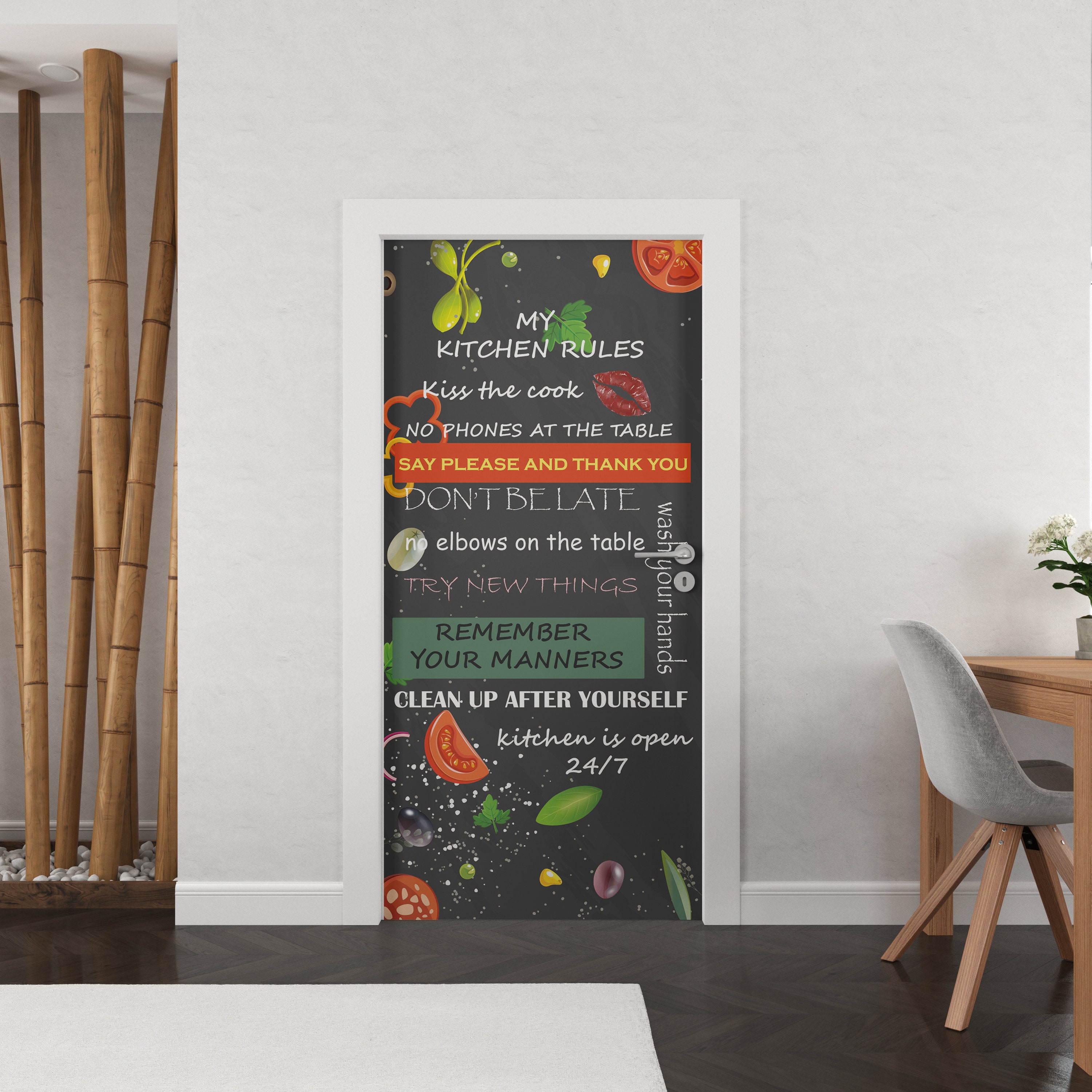 Customizable Kitchen Rules Decal Kitchen Door Mural peel and Etsy