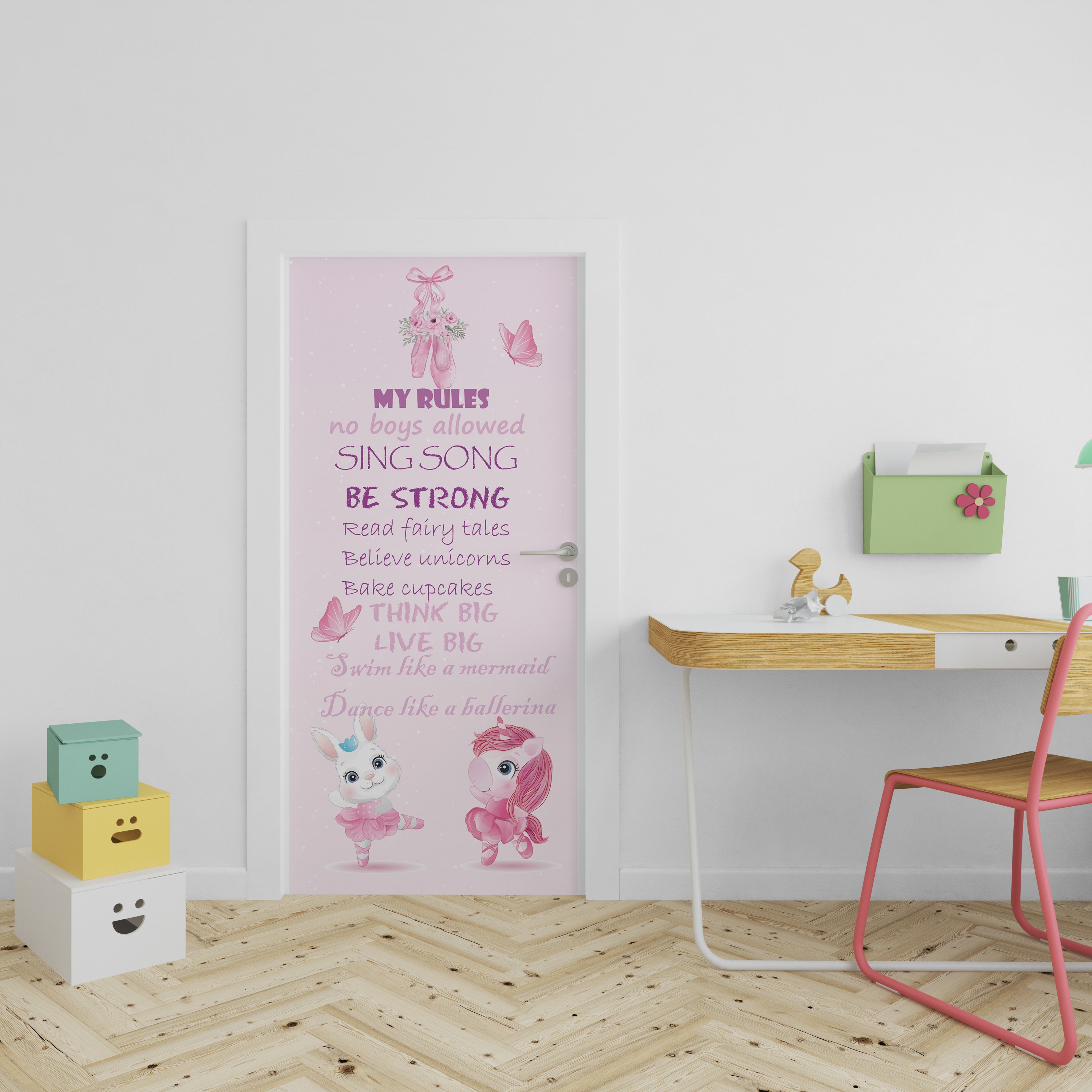 Ballerina Door Decal Girl Room Door Mural Peel and Stick My Rules Door ...