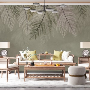 Behangmuur Varen: verwijderbare tropische bladeren wandbekleding