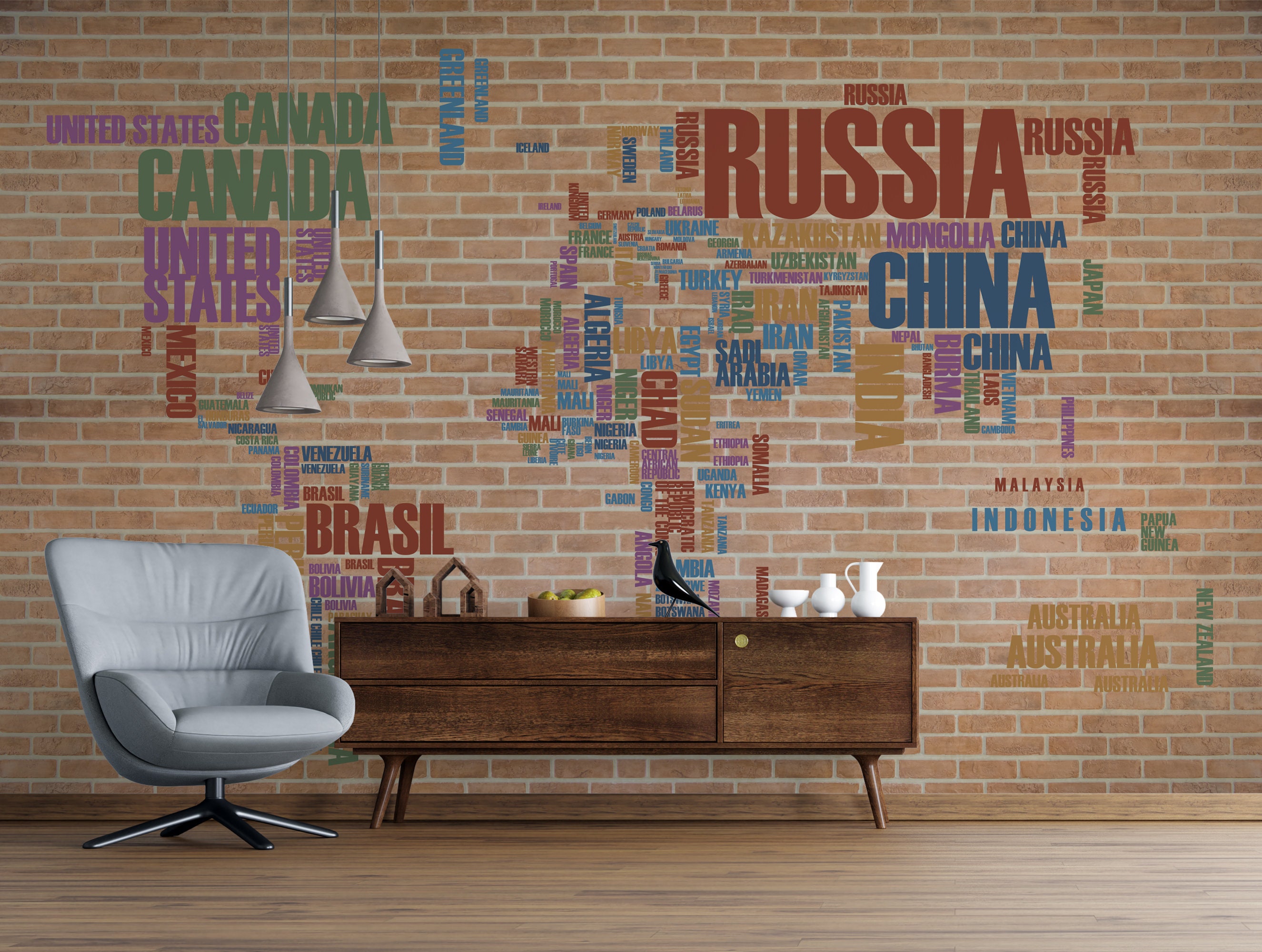 Vintage World Map Wallpaper Home Office Wall Decor Custom Size Etsy