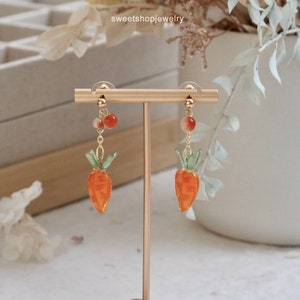 Carrot Earrings, Shrink Plastic Earrings, Orange Aesthetic, Fruit Earrings, Cute Earrings, Unique Earring, Christmas Gift, Dainty Handmade