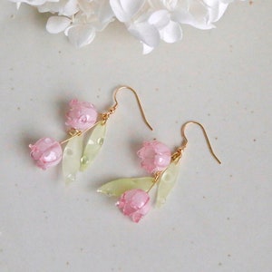 Shrink Plastic Lily of the Valley Earrings, Pink Earring, Baby Blue ...
