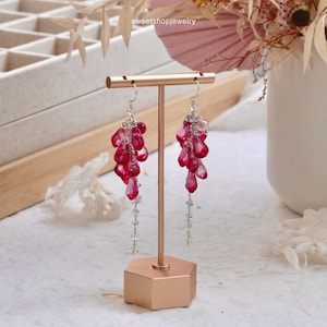 Pomegranate Seed Earrings, Red Seed Earrings, Plant Jewelry, Silver Earrings, Fairycore, Summer Earrings, Dangle Earrings