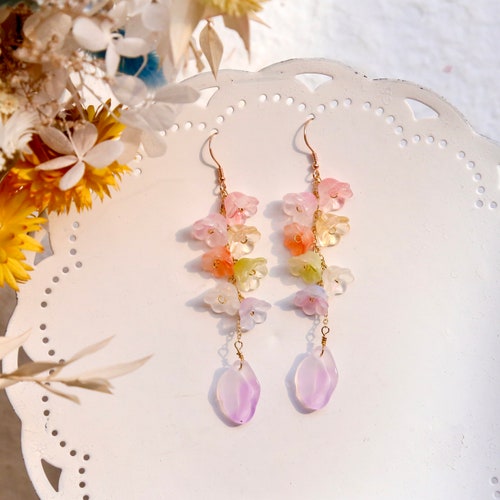 Rainbow Shimmer Lily of the Valley-inspired Floral Dangle - Etsy