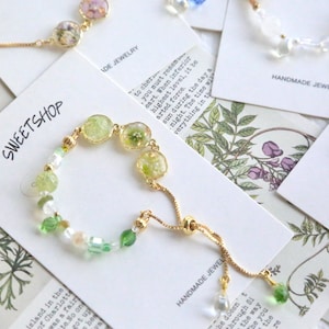 Resin Spring Flower Bracelets, Pressed flower bracelet, sakura bracelet, nature stone crystal bracelet, seasonal flower bracelet image 10
