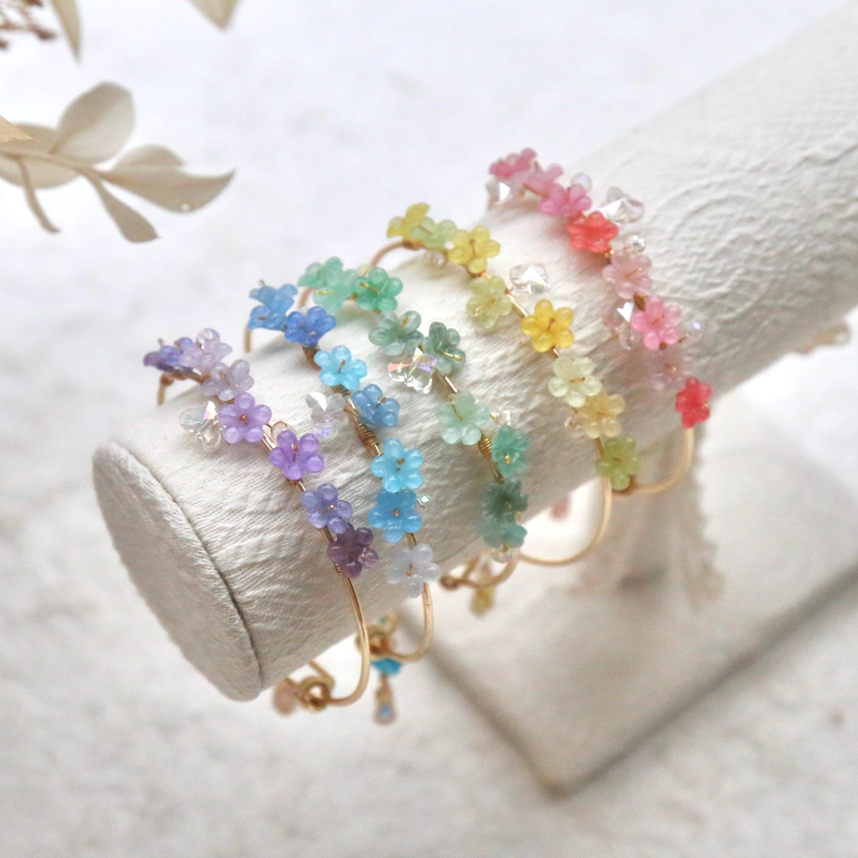 Buy Colorful Flower Bangles, Multi-color Floral Bracelet,boho Chic