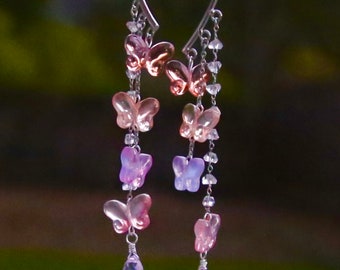 No Piercing Butterfly Ear Cuffs, butterfly earrings, cute earrings, unique earrings, three charms drop earrings