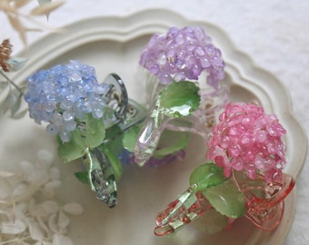 Shrink Plastic Hydrangea hair claws, Pink Hydrangea Hair Clips, Blue Hydrangea Hair Clips, Purple Hydrangea Hair Clips