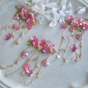 Cherry Blossom Hair Clip, Handmade Sakura Flower Barrette, Pink Floral Hair Accessory, Fairycore Spring Gift for Her