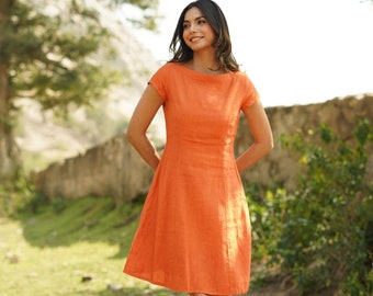 knee length dresses for ladies Cap Sleeve Linen Wrap Dress, 3XL / Gray