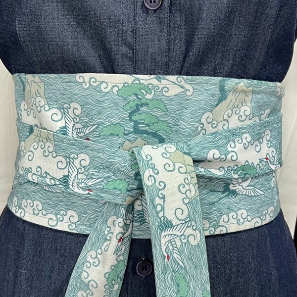 Obi Belt for Women, Printed Waist Corset, Kimono Wide Wrap Tie, Wrap Around Dress Belt, Cinched Waist, Long Belt with Hidden Pocket