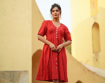 silk a line midi dress DOROTHY A-Line Midi Dress with Waist Tie in Silk Georgette – Santorelli main image 1