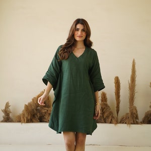 Linen Kaftan Dress, Oversized Linen Cover-up Dress, Linen Beach Tunic, Plus Size Clothing
