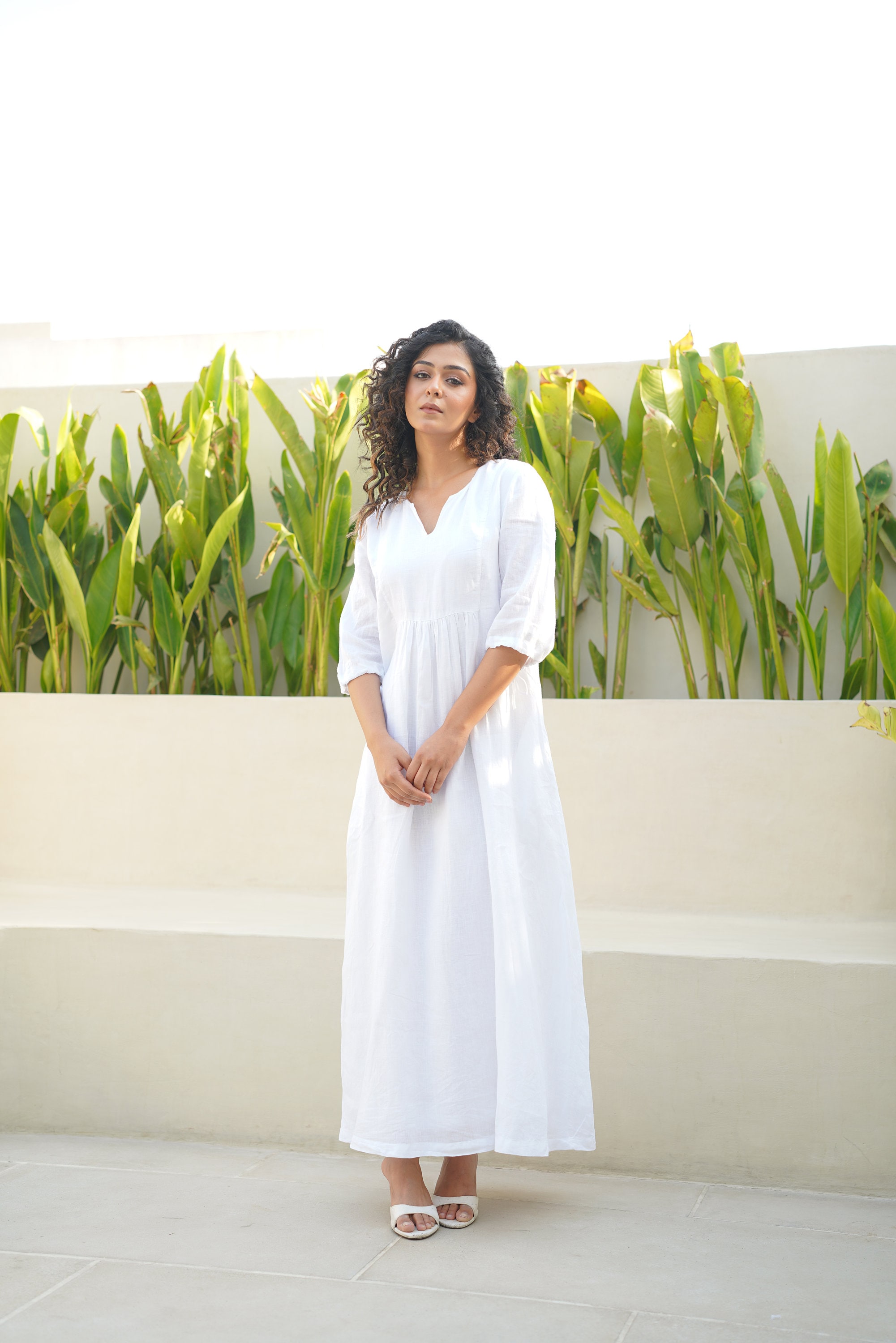 white linen maxi dress with sleeves Haven Embroidered Linen Maxi Dress White / M by Hale Bob | Exclusive Designer Clothing