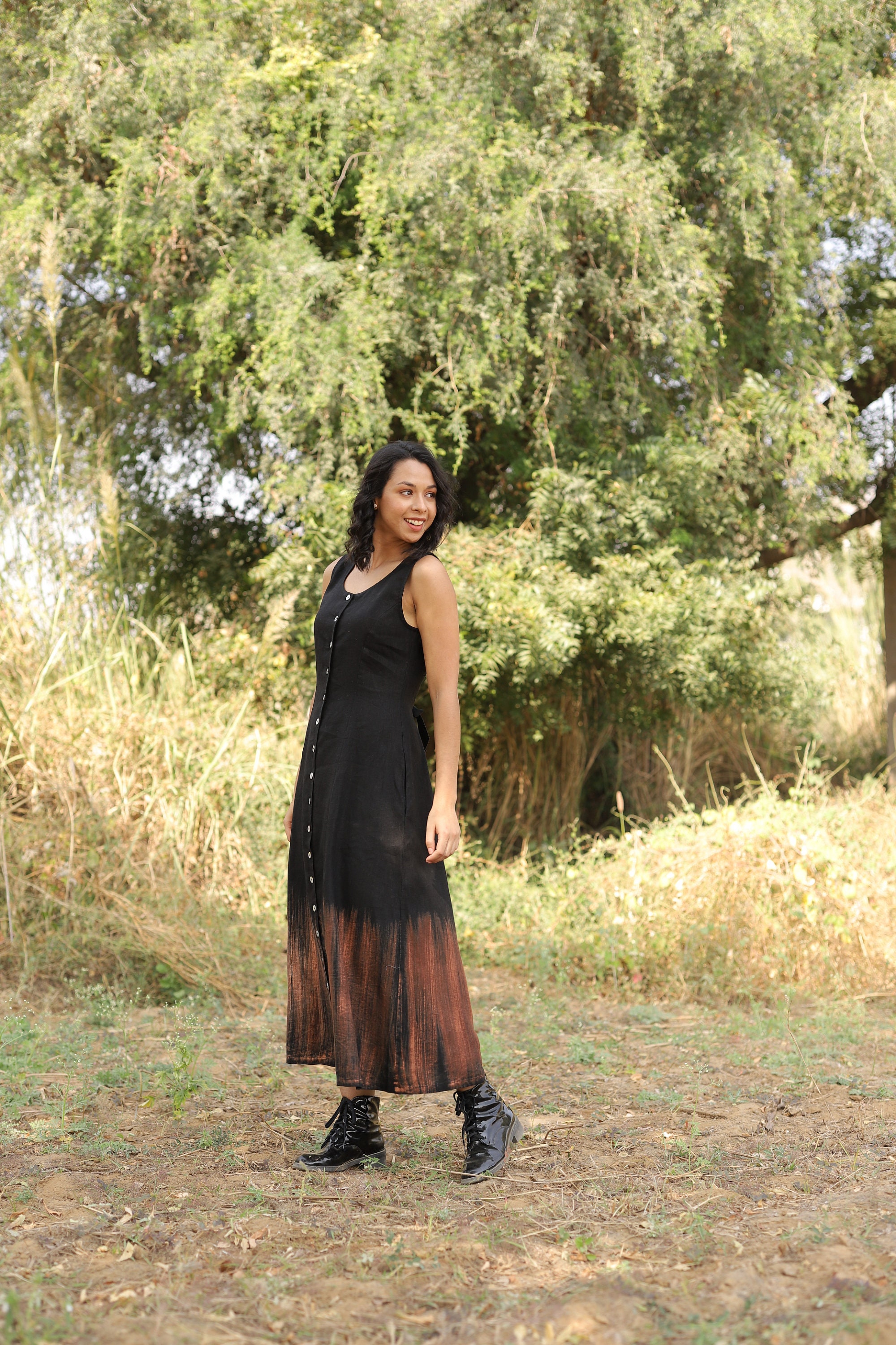 chinese dress ladies Button Down Dress - Linen Maxi Dress main image 0