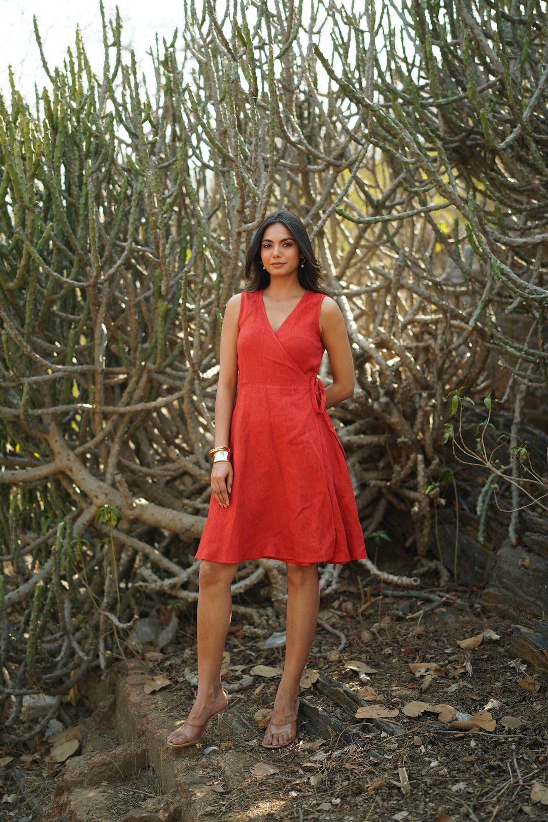Worsted Merino Blend Wrap V-Neck Dress main image 0